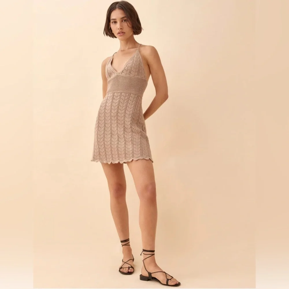 Reformation Junio open knit summer beach dress size medium - Picture 1 of 13